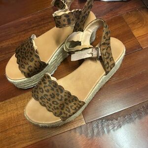 Leopard Print Wedge Sandals